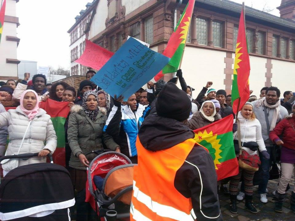 Oromians in Germany protested against OPDO Woyane visit 31st january 2015