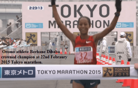 Berhane Dibaba win the 2015 Tokyo Marathon