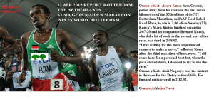 Abera Kuma, Oromo athlete, wins Maiden Marathon, 12th April 2015