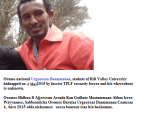 Oromo national Urgeessaa Dammanaa, student from Rift Valley&nbsp;University