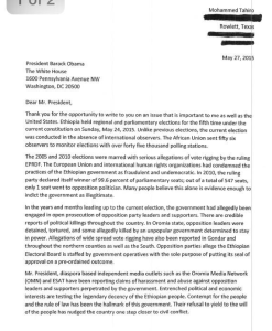 Professor Tahiro's letter to President Obama