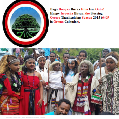 Baga Booqaa Birraa Ittiin Isin Gahe! Happy Irreecha Birraa, the blessing Oromo Thanksgiving Season 2015 (6409 in Oromo Calendar).