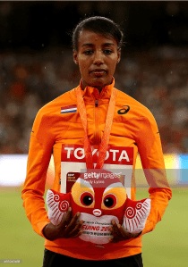 Oromo athlete Sifan Hassan receiving Medal in Beijing 15th IAAF World Championship