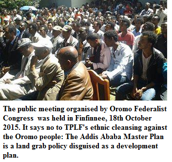 Oromo Federalist Congress Public Meeting in Finfinnee to protest TPLF's landgrab in the name of Master Plan