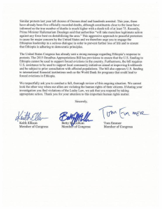 #‎OromoProtests‬ US Congress Members Keith Ellison, Betty McCollum & Tom Emmer write letter to U.S. Department of State