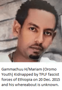 Gammachuu H. Mariam Oromo youth kidnapped by Agazi