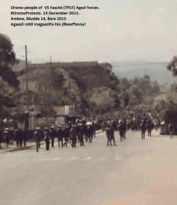 Oromo people of VS Fascist (TPLF) Agazi forces. #OromoProtests. 14 December 2015.