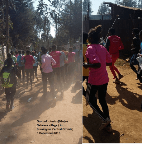 OromoProtests @Gujee Gafera village ( in Buraayyuu, Central Oromia). 5 December 2015