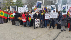 Toronto, Oromo Peaceful rally in solidarity with #OromoProtests in Oromia against TPLF Ethiopian regime's ethnic cleansing (Master plan), December 10, 2015