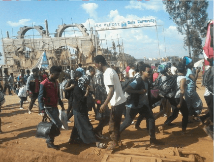 #‎OromoProtests‬ students abandoning Dilla University as death toll from attacks reaches at least 5. 2nd January 2016