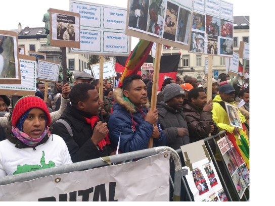 Oromo Demonstration in Brussels Demands European Union to take a Firm Stand against Ethiopian Government, on 15 january 2016