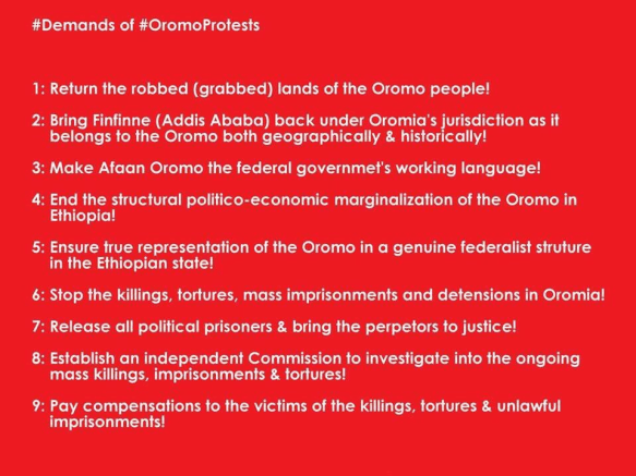 Demands of #OromoProtests