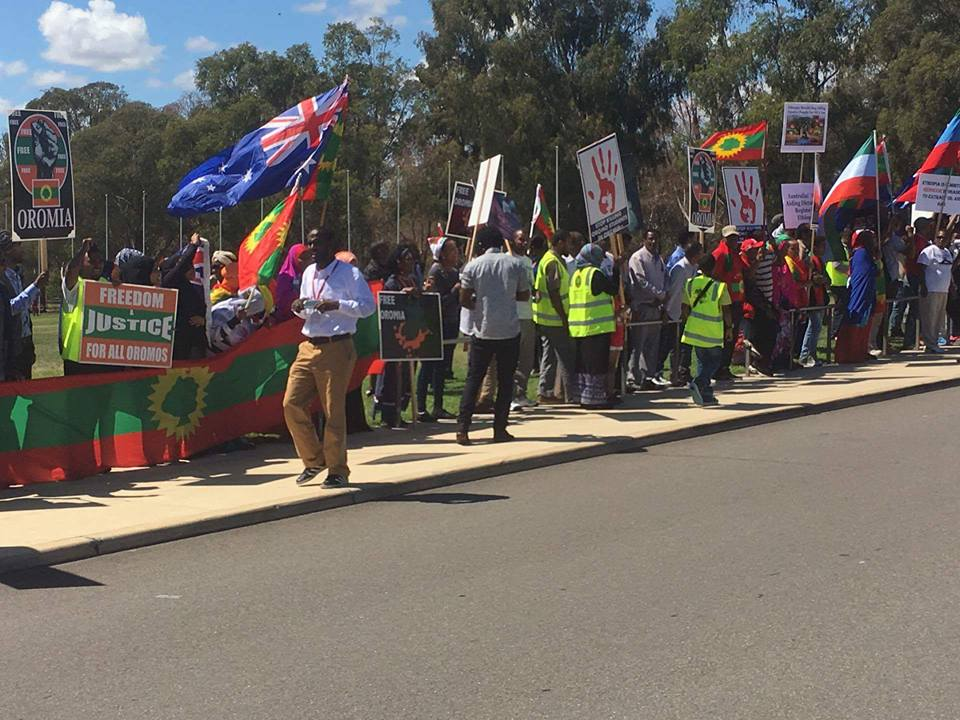 #OromoProtests, Austerelian Oromo Community solidarity rally in front of Austerelian Parliament, 17 March 2016.png