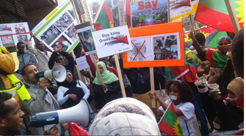 #OromoProtests Global solidarity rally in Calgary, Canada, 11 March 2016.
