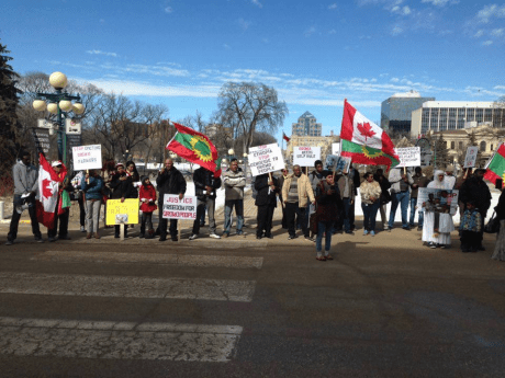 #OromoProtests Global solidarity rally in Winnipeg, Canada , 11 March 2016.