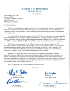 Portland Senators Jeffrey A Merkley & Ron Wyden write letter to Secretary of State John Kerry urging him to ensure resource given to Ethiopia are not just for purposes that undermine US long term interst
