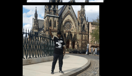 In Mount Vernon, Moussa Ali conducts a one-man protest for the Oromo People, 8 April 2016. #OromoProtests