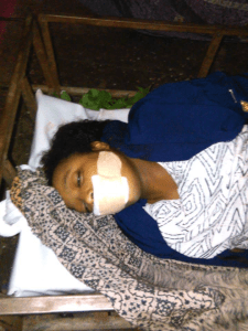 Body of Sabrina Abdalla, the 10th grade Oromo student who was gunned down in the night of 20 June 2016 by fascist Ethiopia's regime soldiers in Chalanqo, East Hararge.