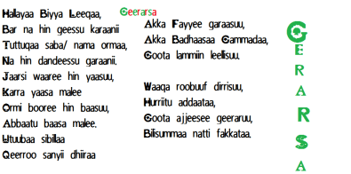 Geerarsa Oromoo, hallayyaa biyya leeqaa