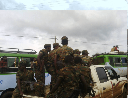 More reinforcement of Ethiopia's regime fascist ( Agazi) soldiers arrived in Begi, West Walaga, Oromia, 29 July 2016. p2