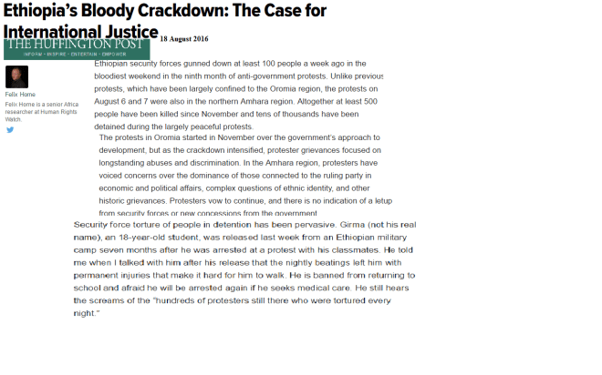 Ethiopia's Bloody Crackdown. The Case for International Justice
