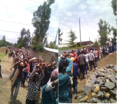 Grand #OromoProtests Youth Returning from a funeral service for Zubeyri Kadir in Robe, Bale. 8 August 2016