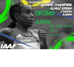 Oromo athlete Almaz Ayana is Olympic Champion with new world record. #Rio2016