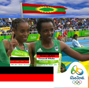 Oromo athlete Almaz Ayana is Olympic Champion with new world record. Tirunesh Dibaba is 3rd at #Rio2016
