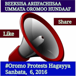 #OromoProtests, beeksisa, Hiriiraa Hagayya 6 bara 2016