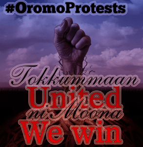 #OromoProtests, United voices of millions of Oromos will win! Ni moona. Oromia Times