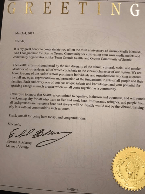 the-3rd-anniversary-of-oromia-media-network-mayor-of-seattle-congratulated-the-success-of-omn