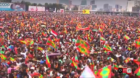 7 million strong freedom-loving #Oromo have converged onHulluuqoo Kormaa, Dirree Masqalaa (Meskel Square) in Finfinnee to welcom OLF leaders, 15 sept. 2018