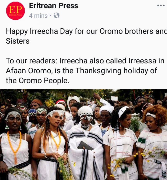 Happy Irreecha 2018 from Eritrea
