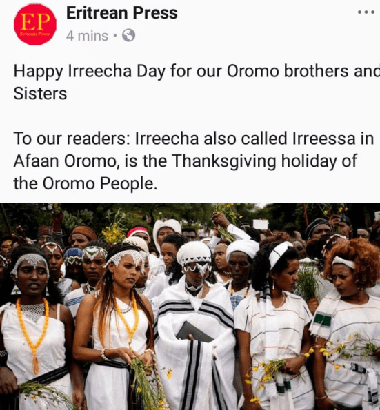 Happy Irreecha 2018 from Eritrea