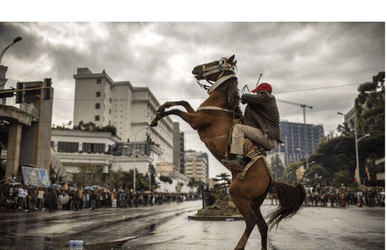 Oromo Horseman in Finfinnee, Hulluuqoo Kormaa, at the event ABO (OLF) leaders welcome, 15th September 2018, victory day..png
