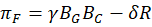 Mathematical equation showing the relationship between m_f, y, B_G, B_C, and δR.